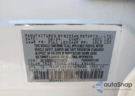 2025 Nissan Sentra Sv z USA, uszkodzony, nr VIN 3N1AB8CV5SY219472